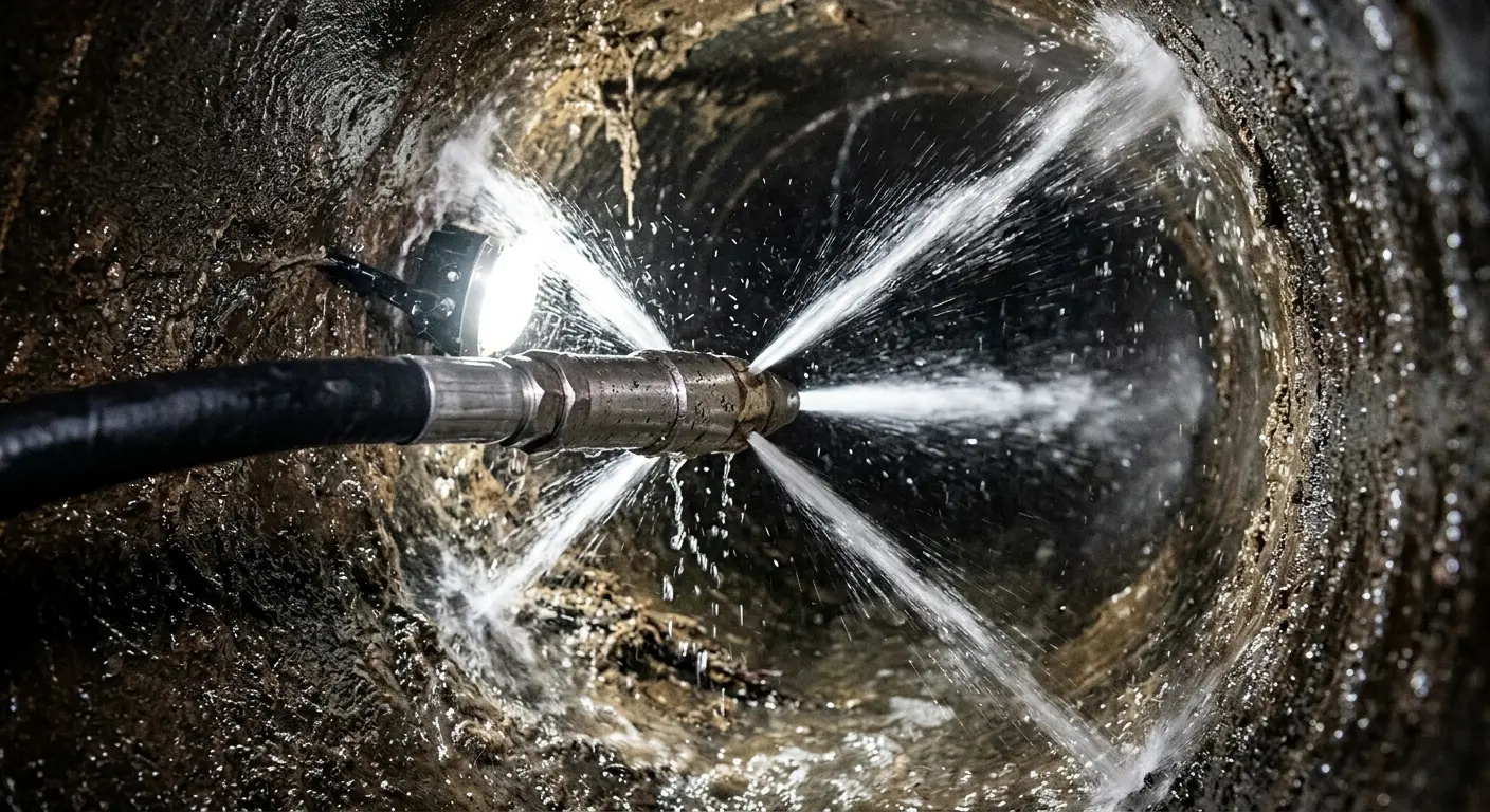 High-pressure hydro jetting nozzle cleaning sewer pipe for Storm Drain Cleaning in Lely Resort